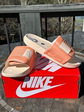 Nike Orange Offcourt Adjustable Recovery Plush Casual Sandal Slides Womens 7 | 8